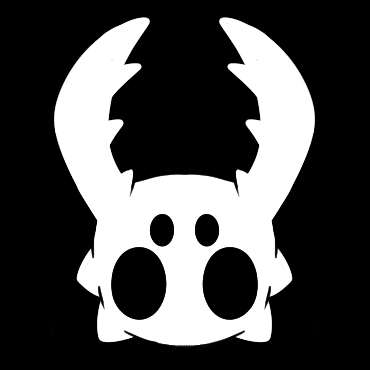 A white mask. It has two large horns like those of a stag beetle, two pointed protrusions on each cheek, and two sets of eye holes with the second upper set being smaller.