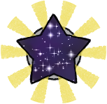 A space-filled star surrounded by a circle of golden rays.